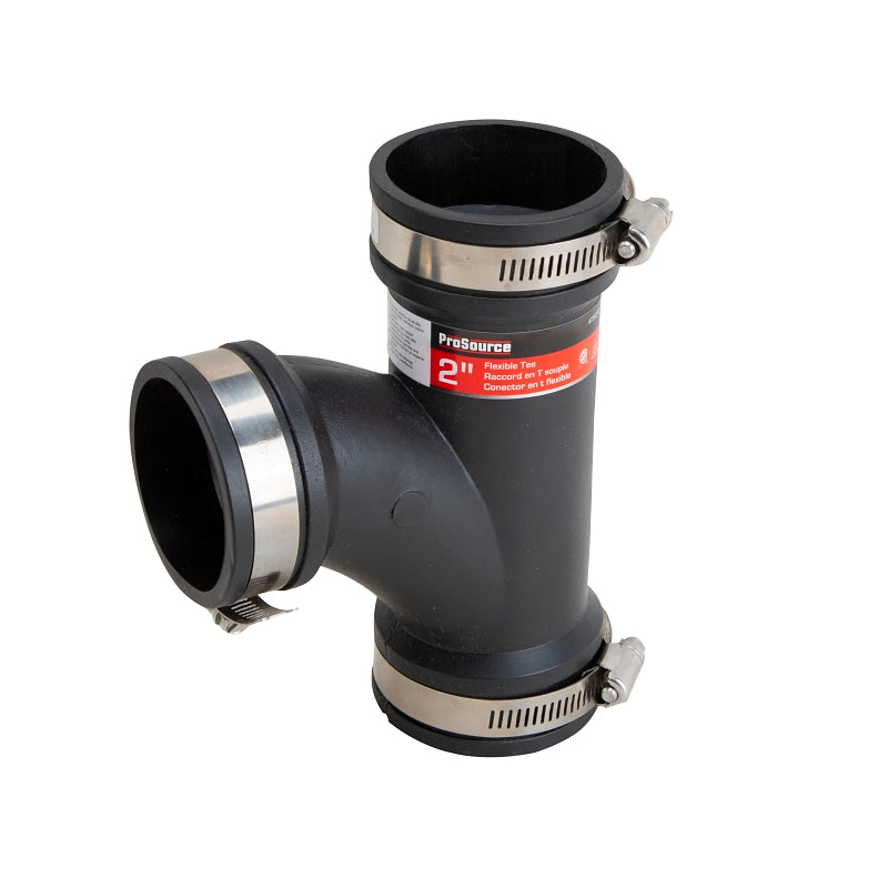 ProSource QT-200 Flexible Pipe Tee, PVC, Black