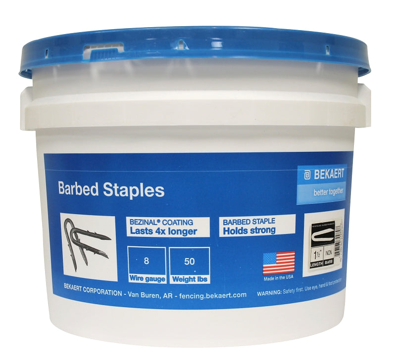 Bekaert 162837 Series Barbed Fence Staple, 12 in L, Bezinal-Coated, 8 ga Wire, 2 in