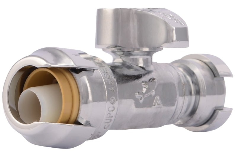 SharkBite 23049-0000LF Straight Stop Valve, 1/2 x 1/4 in Connection, Compression, 200 psi Pressure, Brass Body