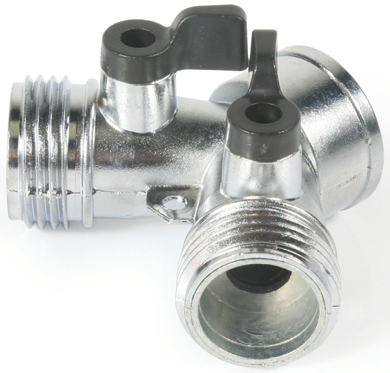 Camco USA 20113 Y-Style Garden Hose Shut-Off Valve, Male x Male, Metal, Silver