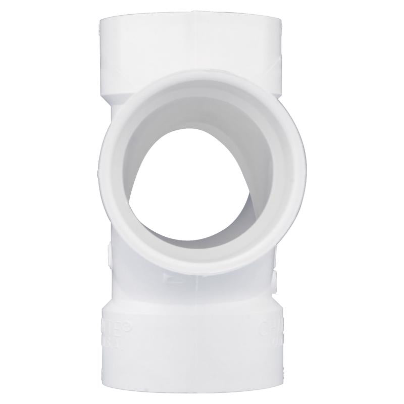 Charlotte Pipe Schedule 40 3 in. Hub X 3 in. D Hub PVC Double Sanitary Tee 1 pk