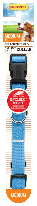 Ruffin'It ReflecTech 80016 Reflective Dog Collar, 14 to 20 in L, 3/4 in W, Nylon, Assorted, Pack of 3