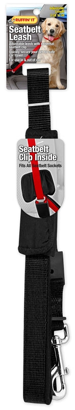 Ruffin'It 80141 Seatbelt Leash, 6 ft L, 1 in W, Assorted, Clip