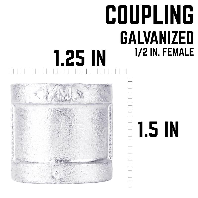 STZ Industries 1/2 in. FIP each X 1/2 in. D FIP Galvanized Malleable Iron Coupling, Pack of 5