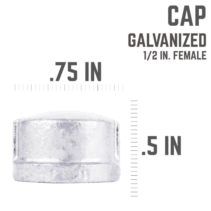 STZ Industries 1/2 in. FIP each Galvanized Malleable Iron Cap, Pack of 5