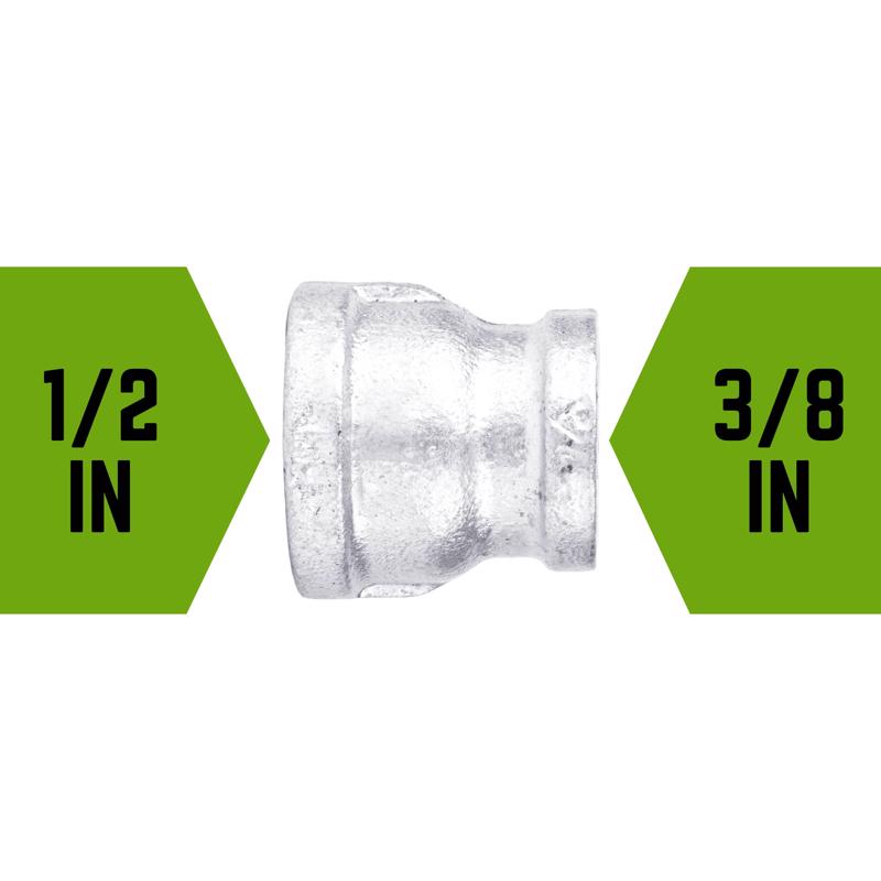 STZ Industries 1/2 in. FIP each X 3/8 in. D FIP Galvanized Malleable Iron Reducing Coupling, Pack of 5