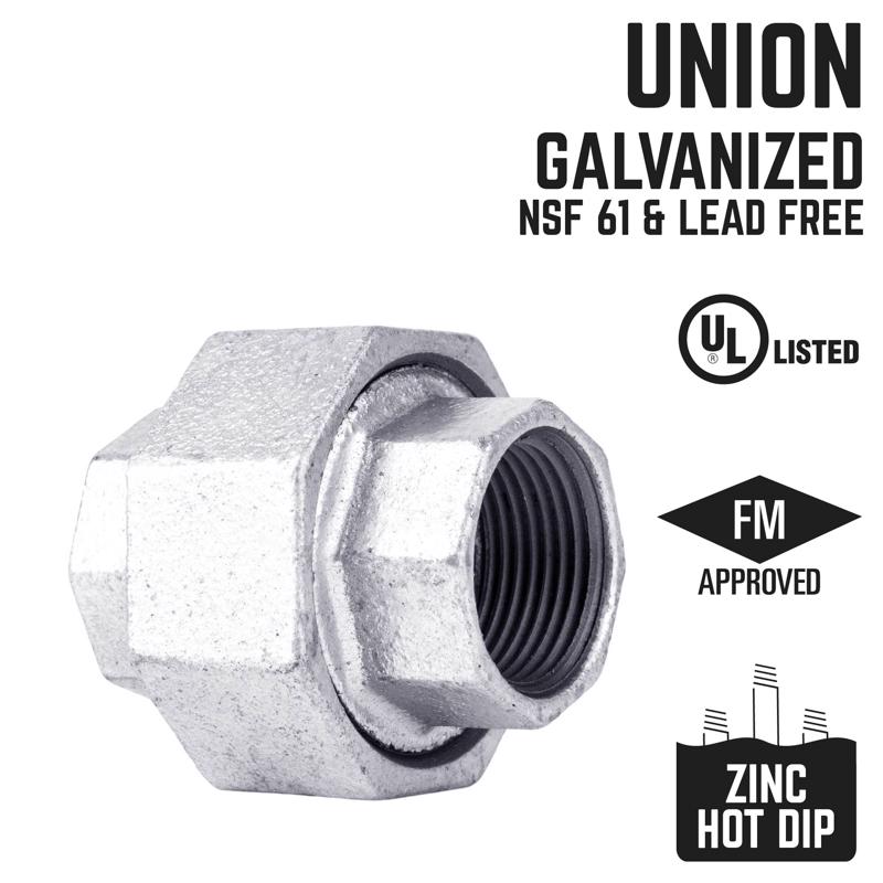 STZ Industries 1/2 in. FIP each X 1/2 in. D FIP Galvanized Malleable Iron Union, Pack of 5