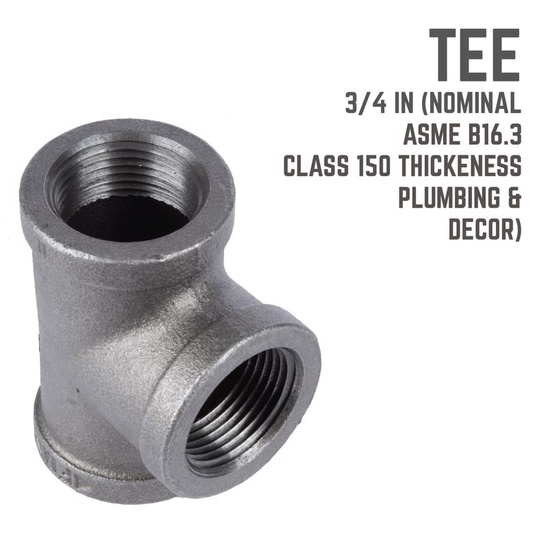 STZ Industries 3/4 in. FIP each X 3/4 in. D FIP 3/4 in. D FIP Black Malleable Iron Tee, Pack of 5