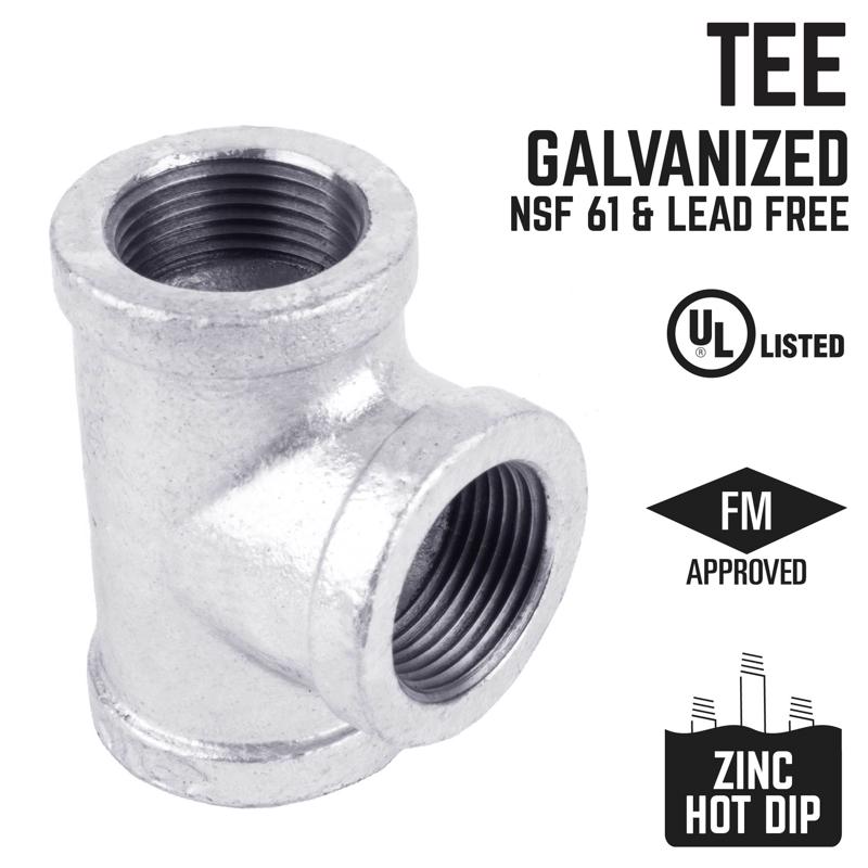 STZ Industries 1-1/4 in. FIP each X 1-1/4 in. D FIP 1-1/4 in. D FIP Galvanized Malleable Iron Tee