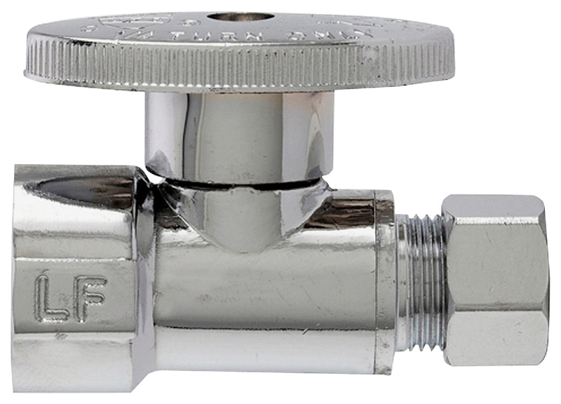 Plumb Pak PP20053LF Straight Shut-Off Valve, 1/2 x 3/8 in Connection, FIP x Compression, Brass Body