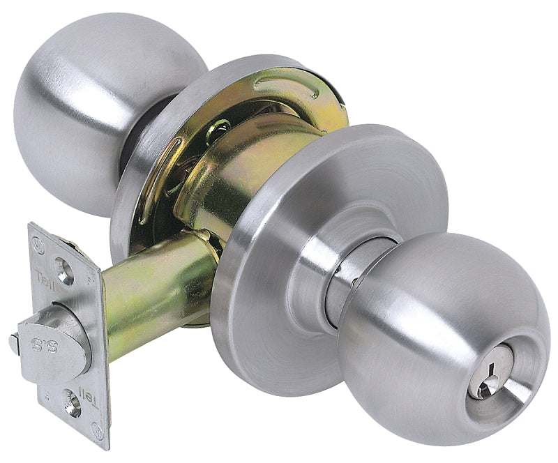 Tell Manufacturing Empire Series CL100008 Entry Knob, Satin Chrome, Steel, C Keyway, 2 Grade, ADA Compliant