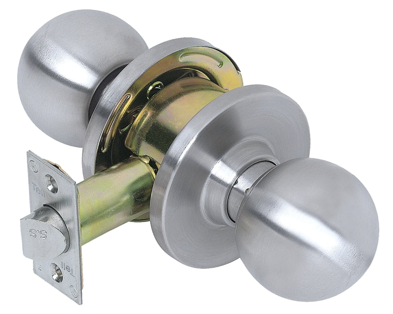 Tell Manufacturing CL100002 Passage Knob, Steel, Satin Chrome, 1-3/4 to 1-3/8 in Thick Door