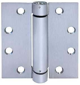 Tell Manufacturing HG100318 Spring Hinge, 4-1/2 in L x 4-1/2 in W, Stainless Steel, Satin, 8-Mounting Hole, Fixed Pin