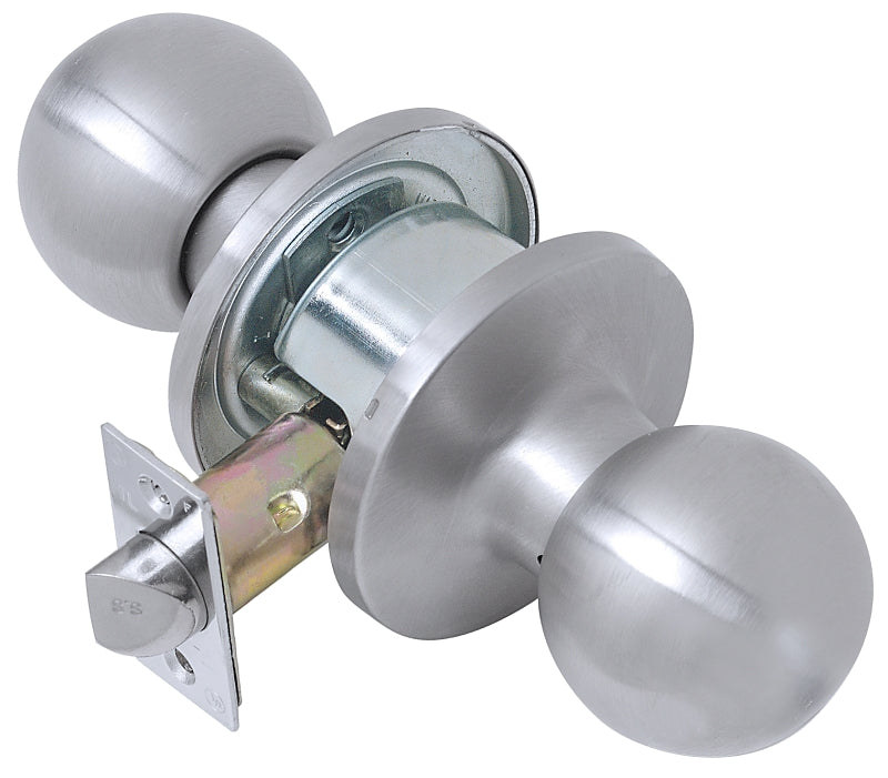 Tell Manufacturing CL100051 Passage Knob, Satin, 2-3/8, 2-3/4 in Backset, 1-3/8 to 1-3/4 in Thick Door