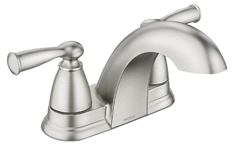 Moen Banbury Series 84942SRN Centerset Bathroom Faucet, 1.2 gpm, 2-Faucet Handle, 3-Faucet Hole, Metal, Brushed Nickel