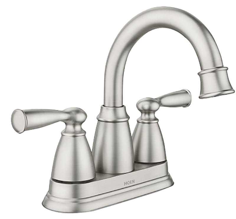 Moen Banbury 84943SRN Series Centerset Bathroom Faucet, High-Arc, Rotating Spout, Brushed Nickel, 5-5/8 in, 1.2 gpm
