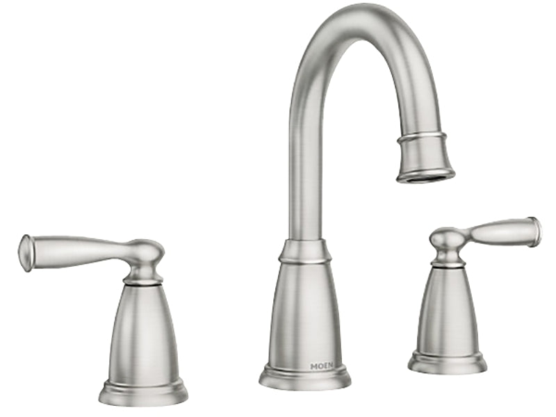 Moen Banbury Series 84947SRN Widespread Bathroom Faucet, 1.2 gpm, 2-Faucet Handle, 3-Faucet Hole, Metal, Lever Handle