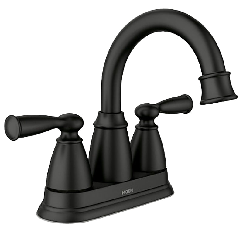 Moen Banbury Series 84943BL Centerset Bathroom Faucet, 1.2 gpm, 2-Faucet Handle, 3-Faucet Hole, Metal, Matte Black