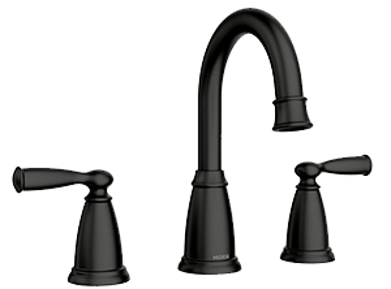 Moen Banbury Series 84947BL Widespread Bathroom Faucet, 1.2 gpm, 2-Faucet Handle, 3-Faucet Hole, Metal, Matte Black