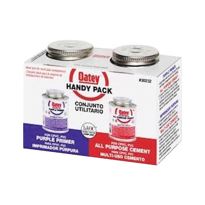 Oatey Handy Pack Clear Primer and Cement For PVC 2 pk, Pack of 12
