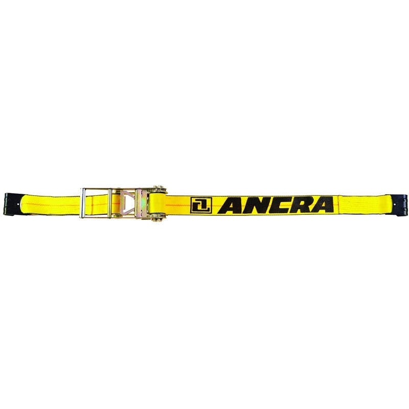Ancra 500 Series 48987-20 Strap, 3 in W, 27 ft L, Polyester, Yellow, 5400 lb Working Load, Hook End