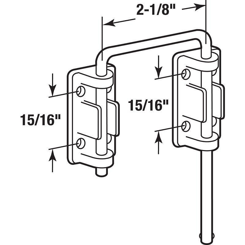 Prime-Line U 9847 Sliding Door Loop Lock, Steel, Nickel-Plated, 1-3/8 to 1-3/4 in Thick Door, Pack of 2