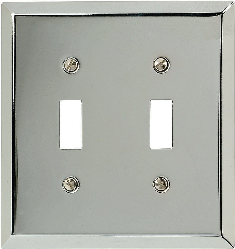 Amerelle 161TT Wallplate, 4-15/16 in L, 4-9/16 in W, 2-Gang, Polished Chrome, Steel