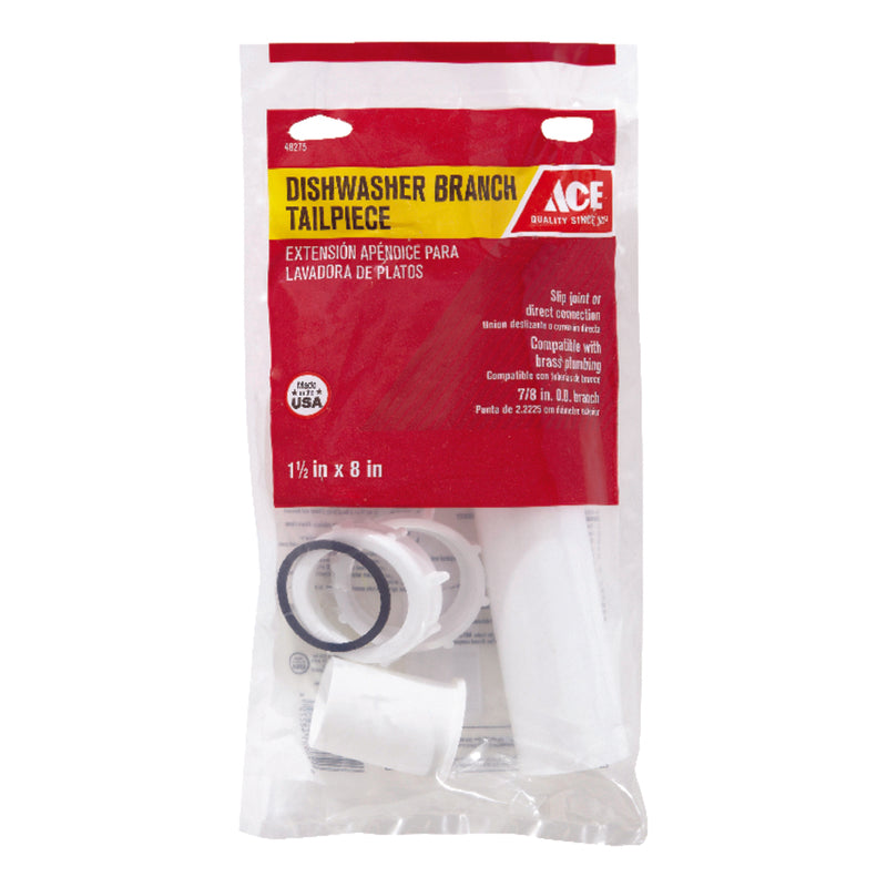 Ace 1-1/2 in. D X 8 in. L Plastic Dishwasher Branch Tailpiece