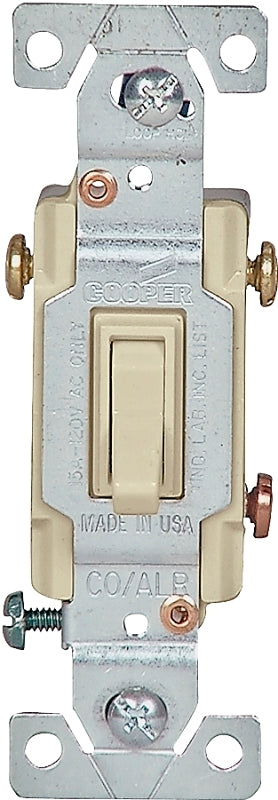 Eaton 5223V-7V-BU Toggle Switch, 15 A, 120 V, Screw, Side Wire Terminal, Ivory