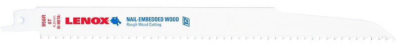 Lenox 20558B956R Reciprocating Saw Blade, Applicable Materials: Non-Ferrous Metal, Wood, 3/4 in W, 9 in L, 6 TPI