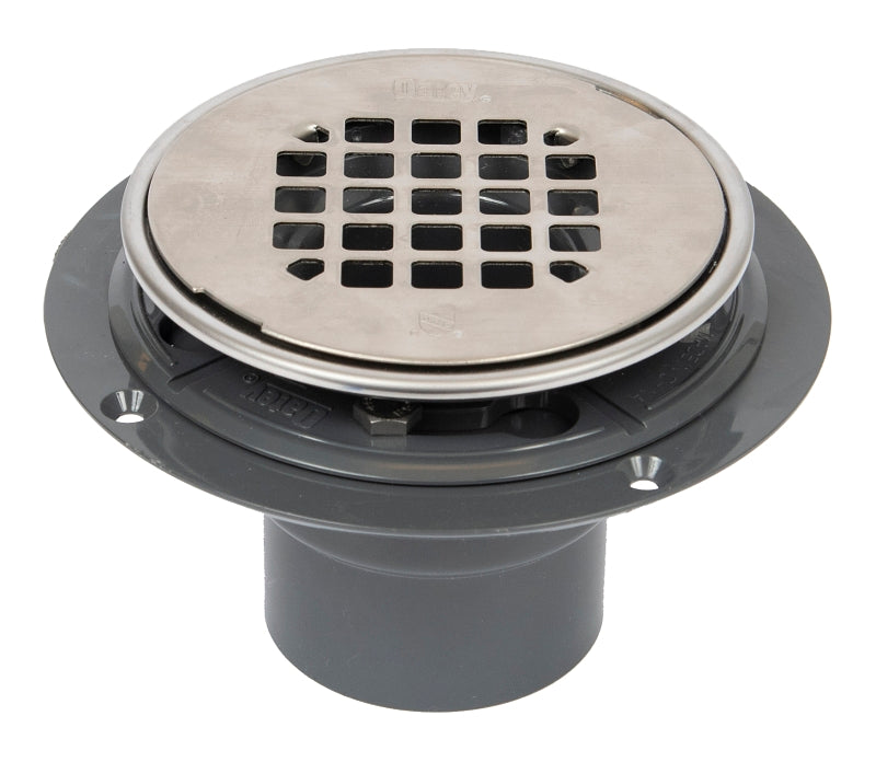 Oatey 130 Series 42260 Round Drain, PVC & Stainless Steel, Polished Stainless Steel