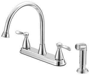Boston Harbor F8210001CP Kitchen Faucet, 1.8 gpm, 4-Faucet Hole, Metal/Plastic, Chrome, Deck, 8 in Faucet Centers