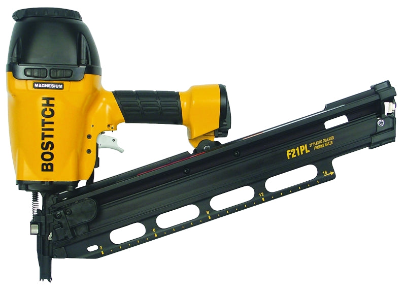 Bostitch F21PL Framing Nailer, 20-1/4 in L x 5-1/8 in W x 14-1/4 in H Dimensions, 60 Magazine, 21 deg Collation