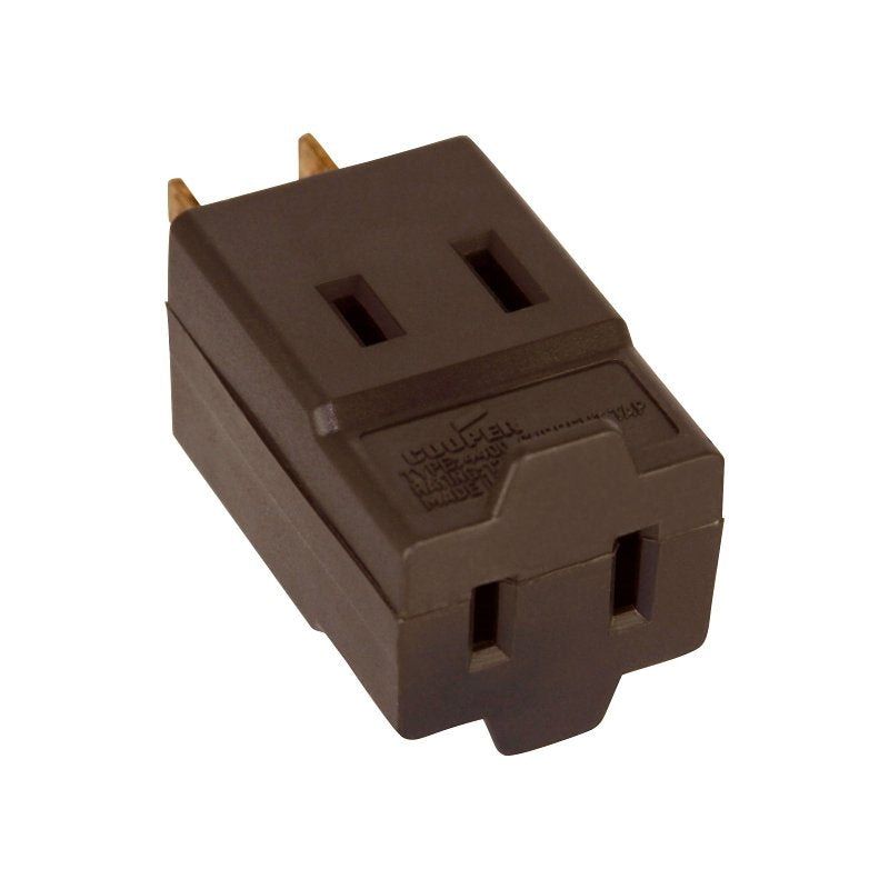Eaton 4400B-BOX Cube Non-Grounded Outlet Tap, 2 -Pole, 15 A, 125 V, 3 -Outlet, NEMA: NEMA 1-15R, Brown, Pack of 10