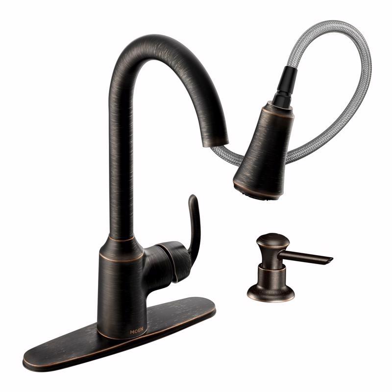 Moen Bayhill One Handle Bronze Pull-Down Kitchen Faucet