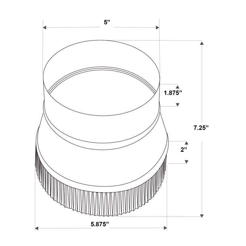 Imperial 5 in. D X 6 in. D Galvanized Steel Stove Pipe Increaser