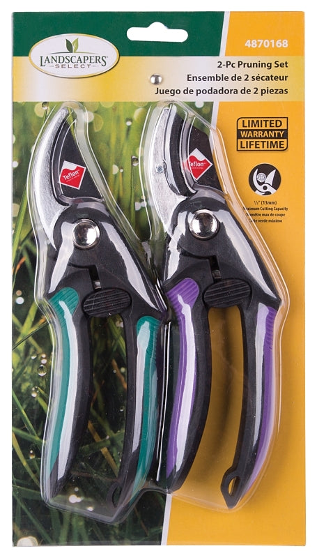 Landscapers Select GP1296+GP1297 Pruning Shear Set, 1/2 in Cutting Capacity, Steel Blade, Plastic Handle, 8-1/2 in OAL