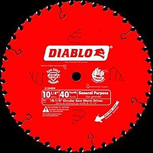 Diablo D1040W Circular Saw Blade, 10-1/4 in Dia, 5/8 in Arbor, 40-Teeth, Carbide Cutting Edge
