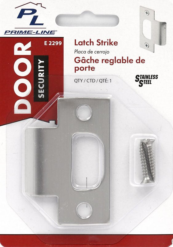 Defender Security E 2299 T-Strike Plate, 2-3/4 in L, 1-1/8 in W, Stainless Steel