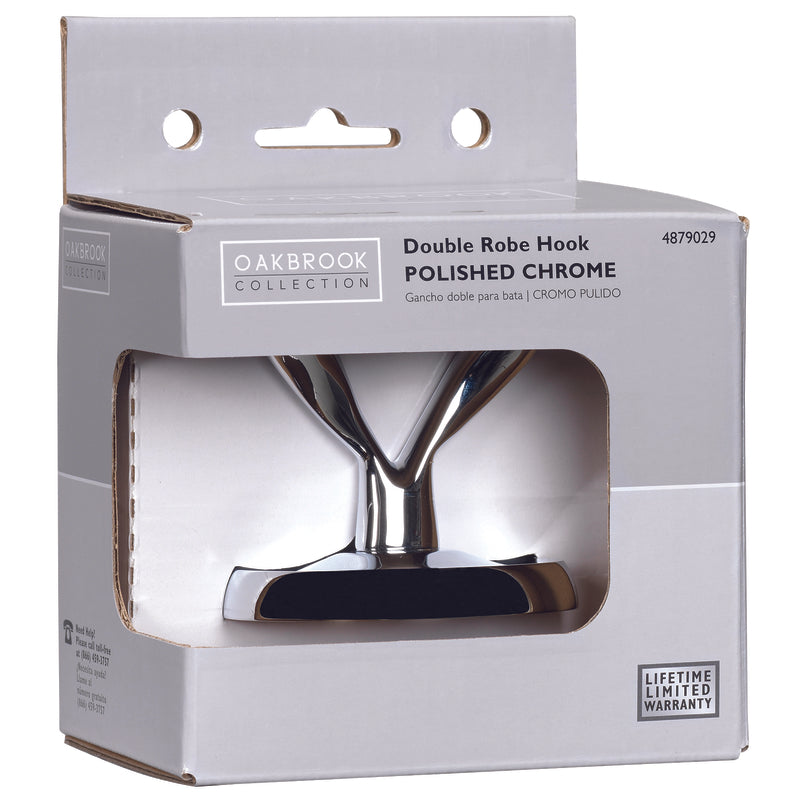 OakBrook Small Chrome Zinc 2 in. L Double Hook 30 lb 1 pk