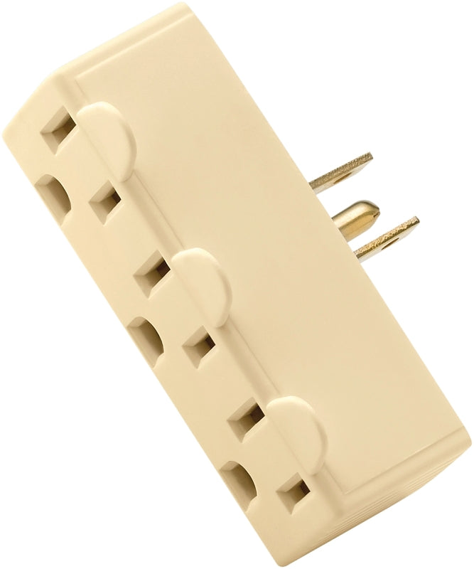 Eaton Wiring Devices BP1147V Outlet Adapter, 2-Pole, 15 A, 125 V, 3-Outlet, Ivory, NEMA: NEMA 5-15R