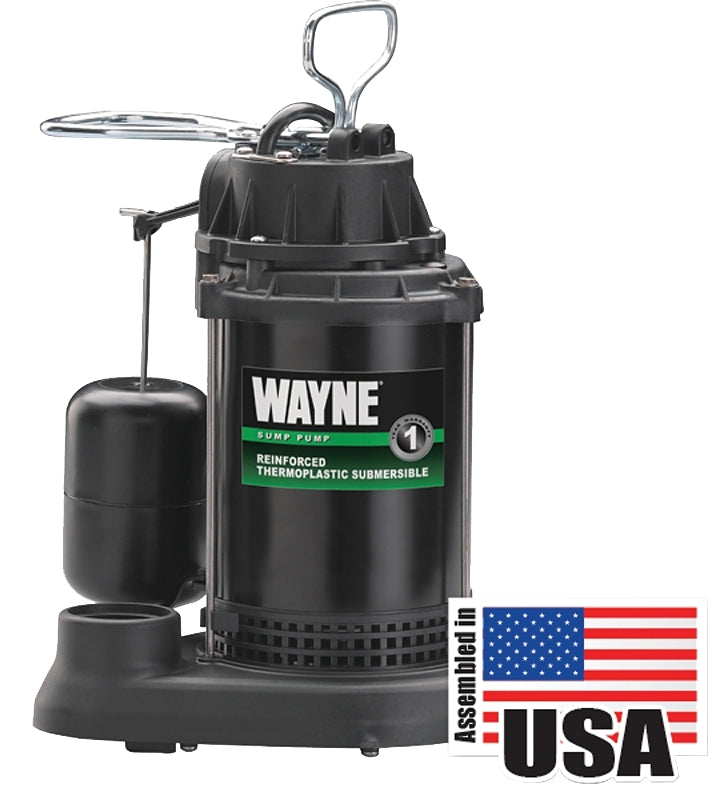 Wayne SPF50 Sump Pump, 1-Phase, 10 A, 120 V, 0.5 hp, 1-1/2 in Outlet, 20 ft Max Lift Head, 4300 gph