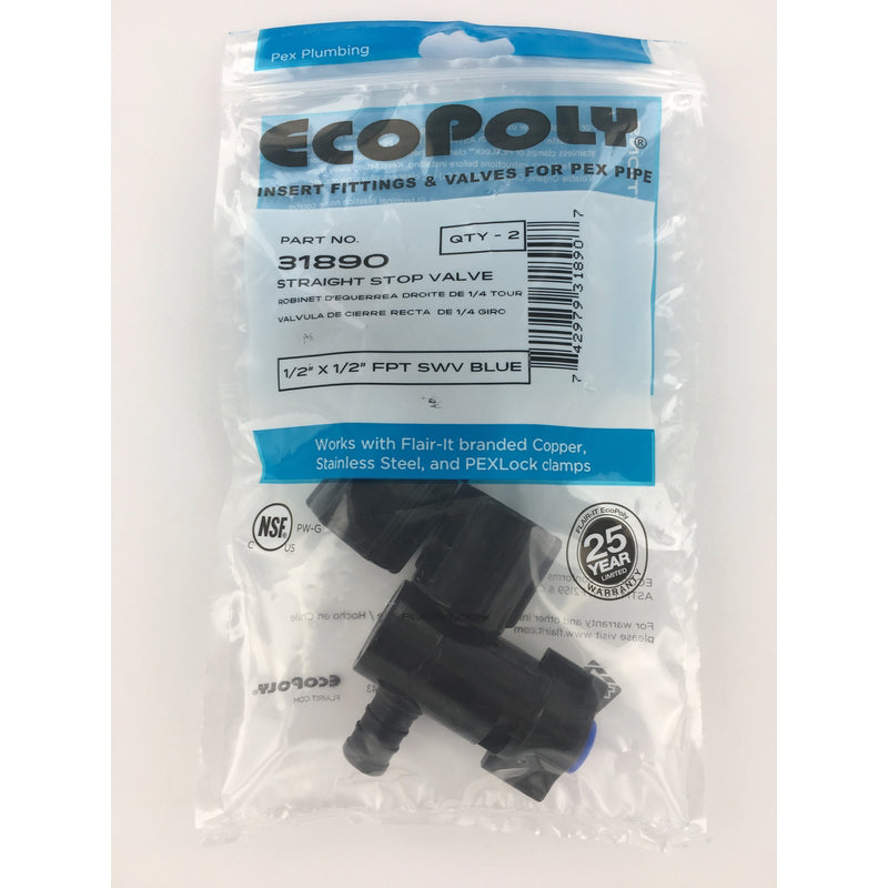 Flair-It Ecopoly 1/2 in. PEX Barb X 1/2 in. D FPT Plastic Swivel Valve, Pack of 10
