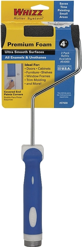 Whizz 57600 Mini Roller and Frame, Foam Cover, Foam Roller, Soft Touch Handle, 4 in L Roller