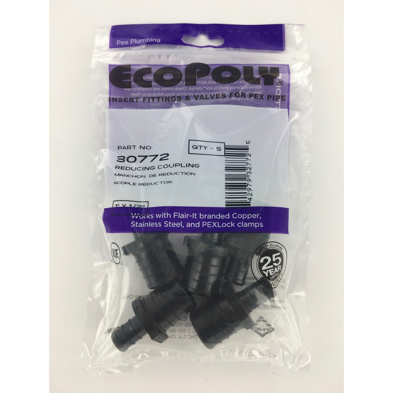 Flair-It Ecopoly 1 in. PEX Barb X 1/2 in. D PEX Plastic Reducing Coupling
