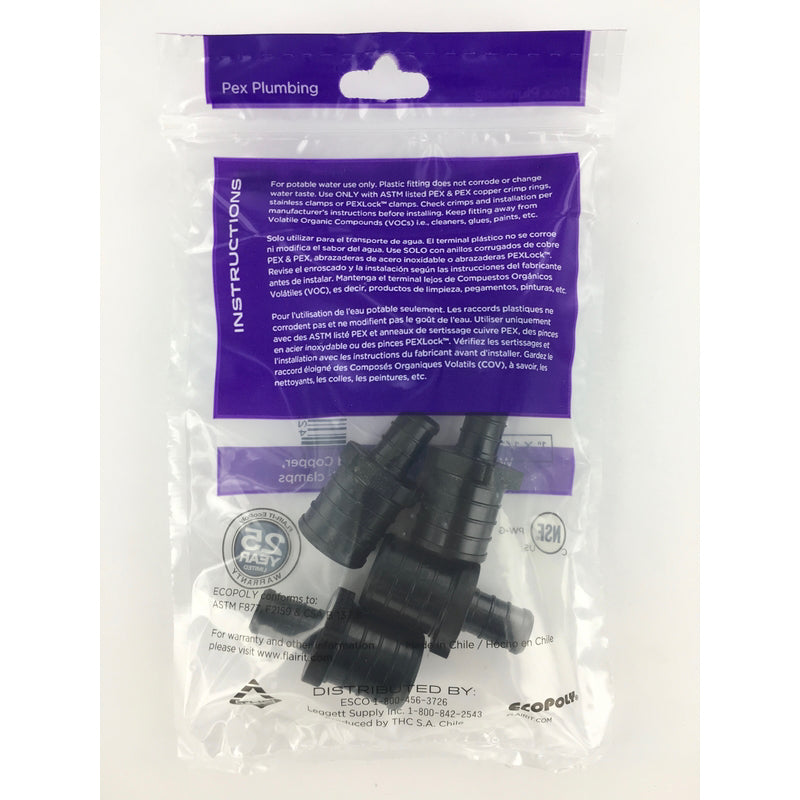 Flair-It Ecopoly 1 in. PEX Barb X 1/2 in. D PEX Plastic Reducing Coupling