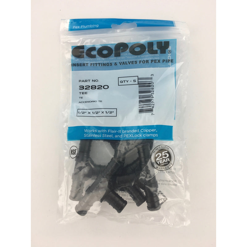 Flair-It Ecopoly 1/2 in. PEX Barb X 1/2 in. D PEX Plastic Tee