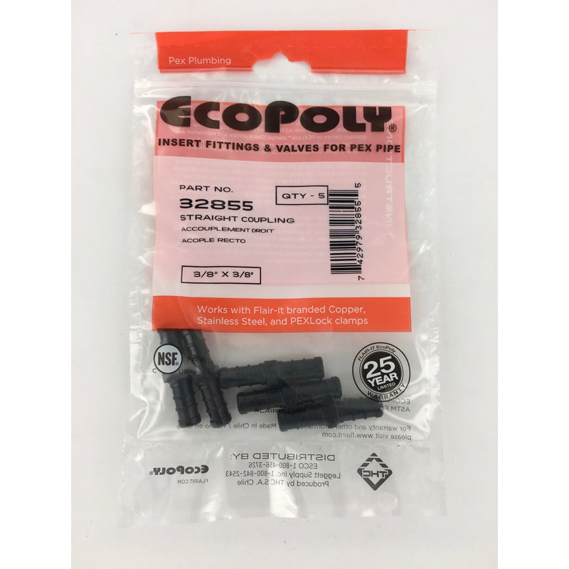 Flair-It Ecopoly 3/8 in. PEX Barb X 3/8 in. D PEX Plastic Coupling