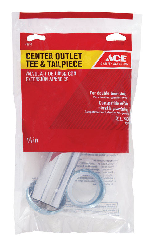 Ace 1-1/2 in. D Brass Center Outlet Tee and Tailpiece