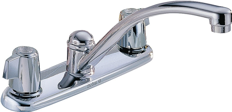 Delta Classic Series 2100LF Kitchen Faucet, 1.8 gpm, Brass, Chrome Plated, Deck Mounting, Wrist Blade Handle